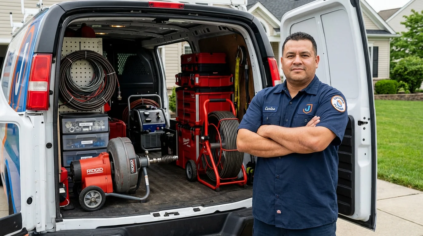 Professional drain cleaning equipment and Johns Plumbing LLC plumber in Brisbane